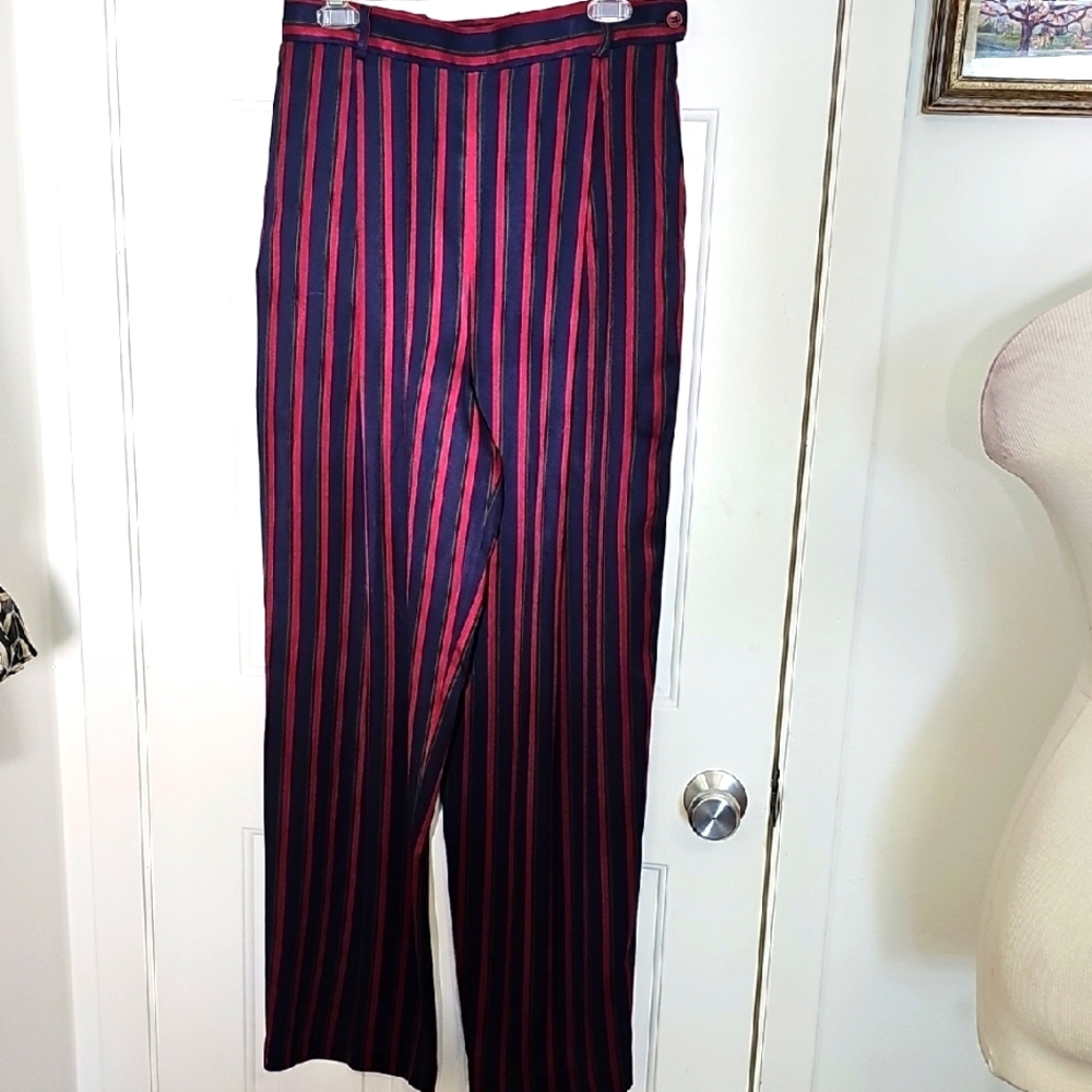 Susan Bristol Multicolor‎ Striped Wide Leg Pants. Vintage Size 14. Rayon.